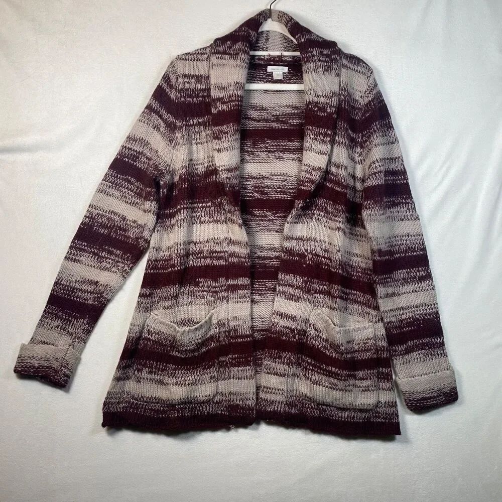 Garnet Hill Open Front Shawl Collar Cardigan Sweater Women’s L